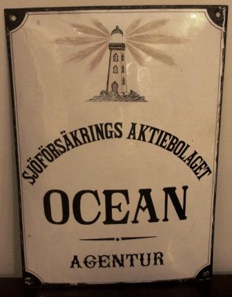 "Agency for the Marine Insurance Company OCEAN" - Original early 20th century enamel sign.