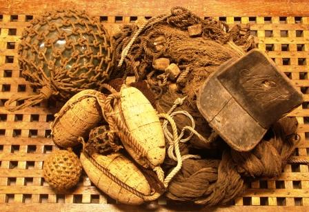 19th/20th century nets, glass and cork floats, bow-nets etc