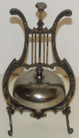 Late 19th century table bell made in brass and steel. Used onboard the Italian liner M/N G. Verdi, shipping company Italia. 