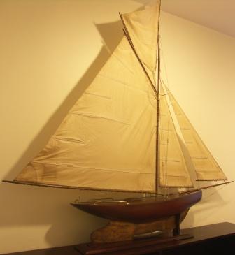 Pond Yacht with set sails and lead & copper keel, ca 1930