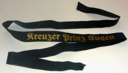 WWII cap ribbon from the German Cruiser "Kreuzer Prinz Eugen".