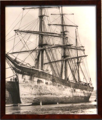 The barque QUEEN MAB moored in harbour 