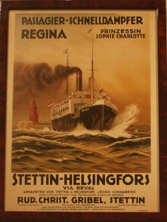 Depicting the pasenger steamer REGINA of the German shipping company Rud. Christ. Gribel.