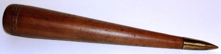 Early 20th century fid (used for rope-work) made of teak and fitted with brass top