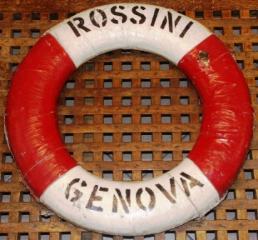 20th century lifebuoy from the Italian vessel M/N ROSSINI (shipping company ITALIA)