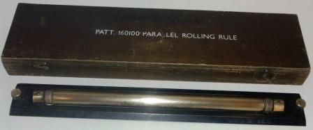 20th century parallel rolling rule, Patt. 160100, made in brass. Complete with original wooden box. 