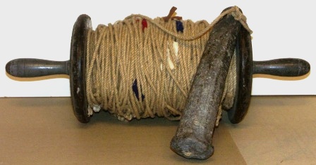 Late 19th century plumb-line. Wood, hemp-rope & lead weight. 
