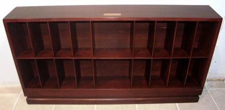 Sideboard in mahogany with brass fitting from M/S Hohenfels "Hansa" Bremen. Eighteen compartments. 