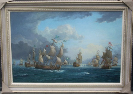 The Swedish Royal Ship KRONAN engaged in the battle of Öland against the Danish and Dutch fleets in 1676.