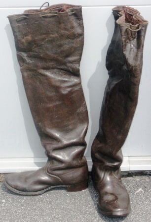 A pair of late 19th century fisherman's leather boots.
