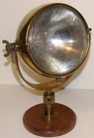 Mid 20th century electric revolving brass searchlight "RAYDYOT", made by J. Neale and Sons Ltd., Birmingham, England.