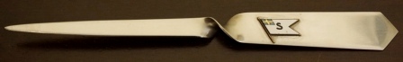 Mid 20th century letter opener from the Swedish shipping company REDERI AKTIEBOLAGET SVEA. Stainless steel.