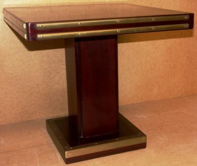 Square coffee table in mahogany and brass from the Italian liner M/N Rossini.