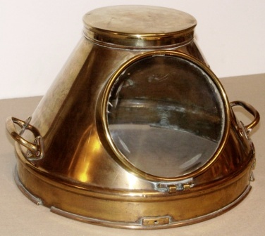 20th century brass binnacle hood with detachable top lid.
