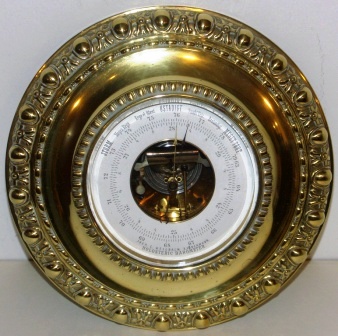 Late 19th century holosteric brass barometer made by Jver C. Weilbach, Copenhagen