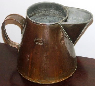 Early 20th century copper pitcher from "Stockholms Sjömanshem" (Stockholm Seaman's Home) 