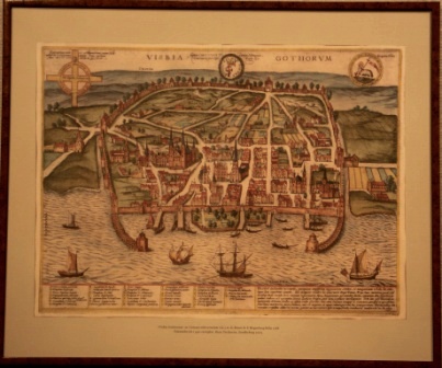 Depicting the "Hansa-town" Visbia Gothorum (Visby on Gotland, Sweden) in 1588.