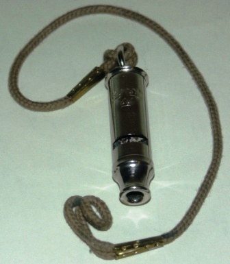 20th century Swedish Defense whistle with engraved three crowns. 