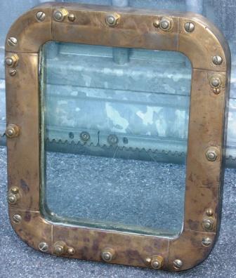 20th century fixed ship's window made of brass