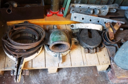 Early 20th century / late 19th century solid cast iron mast fittings, hawsepipe etc.
