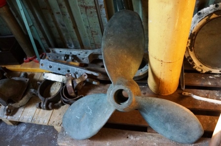 Early 20th century large three-bladed bronze propeller.