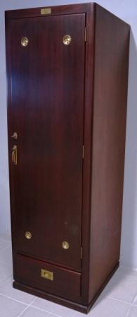 Cabinet in mahogany/brass fittings from the Italian freighter M/N Adige, Genova. One drawer, three shelves. 