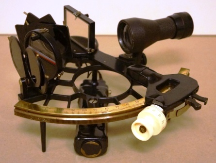 1970th German brass sextant made by Cassens & Plath. No 27679. Equipped with illumination. 