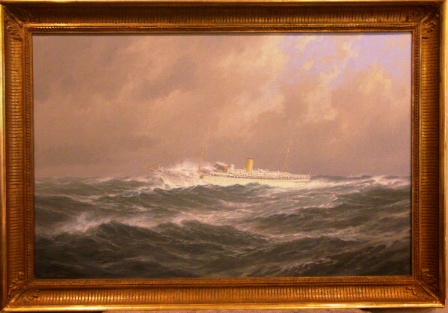 The luxury cruiser-yacht Stella Polaris. 20th Century oil on canvas. 