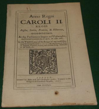 An Act held at Westminster Parliament on April 25th 1660, regarding encouraging and increasing of shipping and navigation