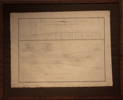 "Halage à terre de la Cybèle frégate de 46 bouches à feu, au moyen des cabestans à engrenage et des cables chaines. Exécuté à Toulon, le 4 Avril 1835."