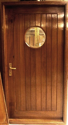 20th century mahogany ships door with brass fittings