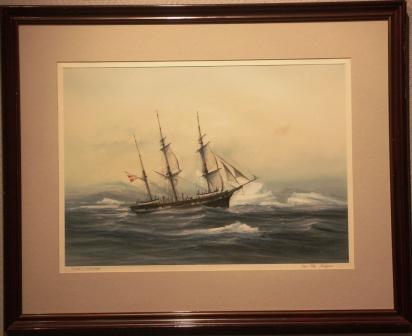 The Danish whaling barque FLORA in heavy arctic sea