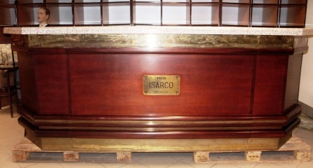 Mahogany bar with brass fittings and granite top from the Italian vessel M/N Isarco, Lloyd Triestino Genova.