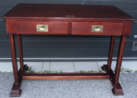 Mahogany writing desk from M/S Bärenstein-Bremen, Norddeutscher Lloyd. Two drawers. 