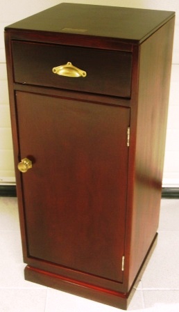 Small mahogany cupboard from the Italian tanker M/C Orlando. Drawer, door and shelf. 