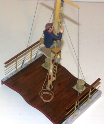 "Pelle aloft in the Bosun's chair" 