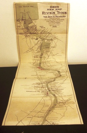 Reid's new map of River Tyne from the Sea to Newburn published 1898. A guide to all the principal Works, Shipyards, Coal Stalths, Docks and Landing Stages.