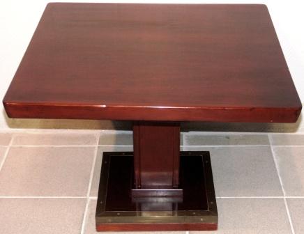 Square coffee table in mahogany and brass from the Italian liner M/N Rossini.