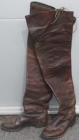 A pair of late 19th century fisherman's leather boots.