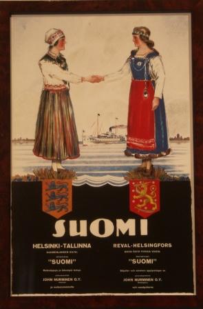 Depicting the Finnish passenger liner SUOMI owned by F.Å.A. Line (Finska Ångfartygs Aktiebolaget) and Suomen Meritoimi Oy.