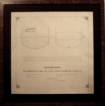 "Spant ritning till ett barkskepp om circa 180 swåra läster tillhörande planch IX", original drawing dated Gothenburg September 29, 1862