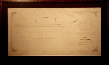 "Planch V. Ritning till en skonert om circa 42 svåra läster", original drawing dated Gothenburg July 1, 1862