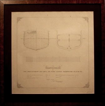 "Spantritning till ett fregattskepp om circa 500 svåra läster tillhörande planch XVI", original drawing dated Gothenburg May 1, 1863