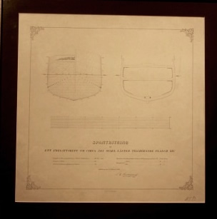 "Spantritning till ett fregattskepp (IDUNA) om circa 345 svåra läster tillhörande planch XIV", original drawing dated Gothenburg February 17, 1863