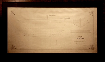 "Planch II. Ritning till en kutter (Melins)", original drawing dated Gothenburg April 24, 1862