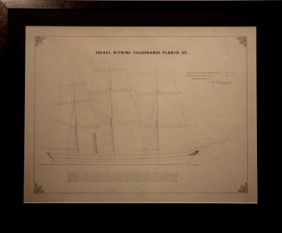 "Tackel ritning tillhörande planch XV", original drawing dated Gothenburg March 12, 1863