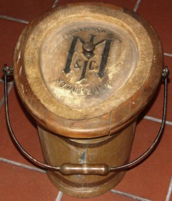 Late 19th century portable boat toilet. Made by J. Marino & Co Stockholm, in porcelain, wood and metal sheet.