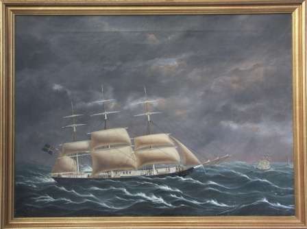 The Swedish full-rigged ship CHAPMAN flying the Union Flag 